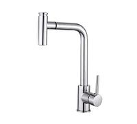 LMRJHAZ Rubinetti da cucina con spruzzatore a tiro verso il basso, manico singolo rotativo caldo e freddo telescopico, estraibile, 2, lavello da cucina, la bellezza del rame placcata al cromo
