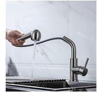 LMRJHAZ Rubinetti da Cucina spazzoti Nichel rubinetti da Cucina a Foro Singolo a 360 Gradi Tira Fuori out Nero lavello Cucina Mixer in Acciaio in Acciaio in Acciaio offerto efficiente-b