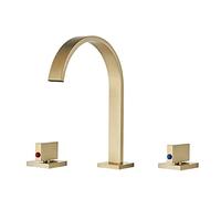 LMRJHAZ Rubinetto del bacino da bagno da 8 pollici di mixer a gabinetto di gabbia a spigollo a tre pollici in ottone a tre fori spazzolino spazzola oro lavello nero lavello (colore: spazzola oro)