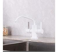 LMRJHAZ Rubinetto del filtro per finestre aperte, acciaio inossidabile 304, acqua potabile, a collo di cero, a doppia maniglia a doppio effluente, lavello da cucina, rubinetto del filtro 1/4 "o