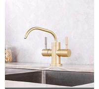 LMRJHAZ Rubinetto del filtro per finestre aperte, acciaio inossidabile 304, acqua potabile, a collo di cero, a doppia maniglia a doppio effluente, lavello da cucina, rubinetto del filtro 1/4 "o