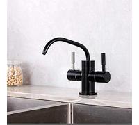 LMRJHAZ Rubinetto del filtro per finestre aperte, acciaio inossidabile 304, acqua potabile, a collo di cero, a doppia maniglia a doppio effluente, lavello da cucina, rubinetto del filtro 1/4 "o