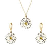 LMRJHAZ Set di Gioielli Floreali Margherite per Donne graziose dichiarazioni di Fiore di Ciliegia penzolani collane a Ciondolo per Le Vacanze di Compleanno gravi per la Figlia di BFF Figlia