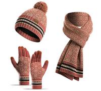 LMRJHAZ Set di Guanti e Sciarpa per Cappello Invernale Set di Guanti e Sciarpa per Cappello Invernale in Maglia Calda da Donna