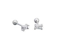LMRJHAZM 18 g di piccoli orecchini per borchie rettangolo per donne 925 sterling ipoallergenico Ipoallergenico Minimalista simpatico Studini cartilagine Tragus 3 mm Ballo Vita Back Gioielli di pietra