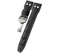 LMRJHAZM 20mm 21mm 22 mm Rivet Calfskin Watch Band Fit per IWC Watch Big IW5009 Spitfire IW3777 Le Petit Prince Mark Strap (colore: bianco nero 1, dimensione: 22 mm)