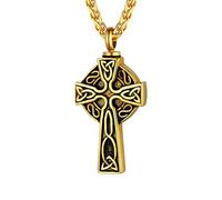 LMRJHAZM 925 Collana Croce celtica in Argento Sterling per cremazione funebre Uomini Donne Che ricorrono Il Pendente Cross Celtico - Collana Croce celtica per Uomini irlandesi