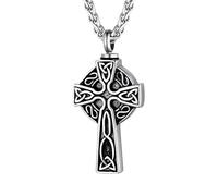 LMRJHAZM 925 Collana Croce celtica in Argento Sterling per cremazione funebre Uomini Donne Che ricorrono Il Pendente Cross Celtico - Collana Croce celtica per Uomini irlandesi