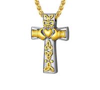 LMRJHAZM 925 Collana Croce celtica in Argento Sterling per cremazione funebre Uomini Donne Che ricorrono Il Pendente Cross Celtico - Collana Croce celtica per Uomini irlandesi