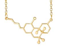 LMRJHAZM Accessori Collana di serotonina in Argento Sterling 925 per Donne e Uomini, collane con molecole di dopamina Collana con Formula Chimica, biochimica Ciondolo biochimico serotonina dopamina