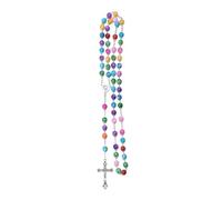 LMRJHAZM Accessorio Collana Rosario Religioso per Donne E Uomini - 1Pc Croce Cattolica Rosario Perline Pendenti Collana Religiosa Rotonda Perline di Cristallo, Maria Gesù Croce Pendente Perline