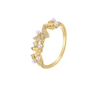 LMRJHAZM Anello di farfalla perla delicata per donne lucenti con la fascia di zirconia cubica banda di dito dell'anello aperto anelli eternità anelli per l'anniversario