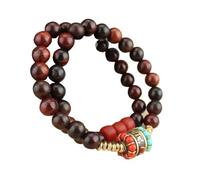 LMRJHAZM Bracciale Panzhu, Rosario Buddista, Perle di Rosario, Braccialetto di Legno di Sandalo Nero di Sandalo Nero da 8 mm per Uomini e Gioielli da Donna Bracciale Tibetano Buddista Cravatta