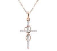 LMRJHAZM Collana a croce con cuore eterno in argento sterling 925 per donne e ragazze, collana a croce religiosa con zirconi cubici brillanti placcati in oro 14 carati - Faith Heart and, Cross