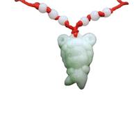 LMRJHAZM Collana con Ciondolo Zodiacale Cinese in Giada Bianca Naturale, con ciondoli alla Moda, Accessori per Gioielli, amuleti Portafortuna intagliati a Mano, Regali per Le Donne (Colore della