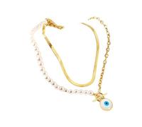LMRJHAZM Collana malvagia per Uomini e Donne, 925 Argento Sterling Fortunato Occhio malvagio Collana a Sospensione Collana a Strato Collana di Girocollo, Collana malvagia Oro Oro, malvagio Girocollo