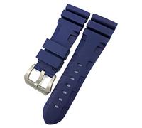 LMRJHAZM Fascia d'oro in gomma 22mm 24mm 26mm silicone cinghia di orologio adatto per pANERAI Luminor sommergibile Pam Bracciale impermeabile blu verde (colore: perno arancione, dimensione: 26mm)