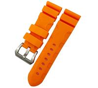 LMRJHAZM Fascia d'oro in gomma 22mm 24mm 26mm silicone cinghia di orologio adatto per pANERAI Luminor sommergibile Pam Bracciale impermeabile blu verde (colore: perno arancione, dimensione: 26mm)