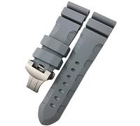 LMRJHAZM Fascia d'oro in gomma 22mm 24mm 26mm silicone cinghia di orologio adatto per pANERAI Luminor sommergibile Pam Bracciale impermeabile blu verde (colore: perno arancione, dimensione: 26mm)