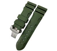 LMRJHAZM Fascia d'oro in gomma 22mm 24mm 26mm silicone cinghia di orologio adatto per pANERAI Luminor sommergibile Pam Bracciale impermeabile blu verde (colore: perno arancione, dimensione: 26mm)