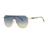 LMRJHAZM Flat Top Big Frame One Piece Occhiali da sole donne per gli uomini di lusso Vintage Metal Punk tonalità popolari, Tè Oro Blu, Taglia unica