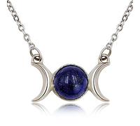 LMRJHAZM Gioielli Crystal Birthstone Triple Moon Goddess per Donne Uomini Ragazze, Dianty Crescent Moon Fase Guarigione Regali di Compleanno del Chakra per Madre Friends Gioielli per Ragazze