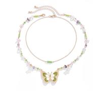 LMRJHAZM Gioielli da donna Y2K per donne, farfalla a strati perline, accessori per cosplay fata di Halloween, y2k simpatici regali di gioielli farfalla dolce per le donne ebrei