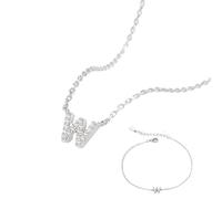 LMRJHAZM gioiello matrimonio 925 set di gioielli donne - braccialetto collana a forma di ciondolo zircone w lettera, accessori per gioielli per anniversario di matrimonio per la sposa gioielli