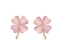 LMRJHAZM Orecchini fioriti per trifoglio gatto verde per donne ragazze 925 sterling argento post pin ipoallergenico fortunato amore cuore 4 foglie petali piccoli stalloni carini orecchini doni