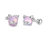 LMRJHAZM Orecchini per gatti del cuore adorabili 925 argento sterling cz minuscole orecchini per borchie per animali per donne ipoallergenico carino cartilagine rosa rotonda cartilagine tragus tragus