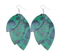 LMRJHAZM Ornamenti 1 Paio di Leopardo Stampa a Doppio Strato retrò in Pelle Goccia in Pelle taccagno Boho Grande affermazione Ganci Auricolari lacrima