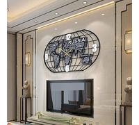 LMRJHAZM Orologio da Parete, Mappa del Mondo Grande Metallo Moderno e Semplice Orologio Silenzioso in Stile Europeo nel Soggiorno, Orologio Tascabile della Decorazione Personalizzata