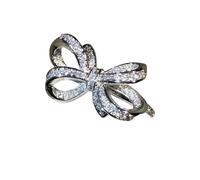 LMRJHAZM Prodotti da ragazza 925 Sterling Silver Classic Big Bow Bow Bow Zircone Ring per signori del compleanno Gioielli Regali Gifts