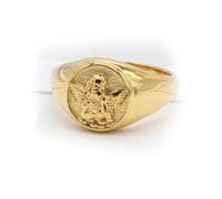 LMRJHAZM Prodotti da ragazza abbraccio dal cielo Gold Memorial Angel Anello, 18k Gold inossidabile in acciaio inossidabile Round Angel Chunky Anelli, Angel Pattern Dichiarazione Ring, Regali di