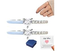 LMRJHAZM Prodotti da ragazza Anamel Ring-I't Choice la mia pace, anello di zirconia cardiaco regolabile, anello di fidanzamento mezza smalto