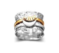 LMRJHAZM Prodotti da Ragazza Anello di Spinner Sole e Luna-'' Grazie per Essere Sempre Il Mio Lato '', Anello di Luna del filatore d'Argento, Anello di Rotazione dell'ansia,