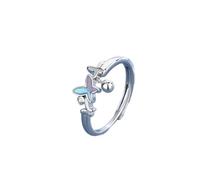 LMRJHAZM Prodotti da ragazza blu zircone pianeta coppia anelli aperti per donne uomini anello spaceship originale gioielli color argento regalo romantico-n30 regali