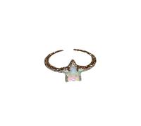 LMRJHAZM Prodotti da ragazza Silver Colore a cinque stelle puntate per donne Simple Cross Aperted Planet Crystal Star Finger Anelli di gioielli Gifts-N32 Regali