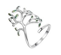 LMRJHAZM Product Products Tree of Life ha creato Green Spinel 925 Sterling Silver Open Regolable Anello regolabile per Donne Dichiarazione Gioielli Gemstone Bague Anillos-T04 Regali