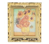 Lmrysalque 1:12 Miniature Pittura artistica realizzata a mano squisita cornice dorata pittura a olio acrilica per casa delle bambole per ragazze bambini (Girasole)