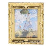 Lmrysalque 1:12 Miniature Pittura artistica realizzata a mano squisita cornice dorata pittura a olio acrilica per casa delle bambole per ragazze bambini (Ragazza dell'ombrello)