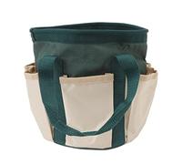 Lmrysalque Borsa per Attrezzi da Giardino Rotonda Borsa per Attrezzi da Giardinaggio in Tessuto Oxford con 6 Tasche per Uomo Donna Giardiniere (Verde con color crema)