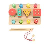 Lmrysalque Gioco di Pesca in Legno per Bambini 2 in 1 Percezione della Forma Corrispondenza Coordinazione Occhio Mano Gioco di Pesce per Oltre 3 Anni