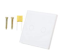 Lmrysalque Interruttore da parete a 2 gruppi con indicatore Interruttore della luce touch screen con pannello in vetro temperato 110-240 V CA Bianco