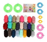 Lmrysalque Pompon Maker Kit Fluff Ball Weaver Fai da te 24 colori Filati di lana per maglieria Regali artigianali