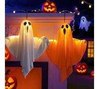 LMSHOWOWO 2 fantasmi illuminati da appendere, 3 modalità di illuminazione a LED, fantasma incandescente fai da te di qualsiasi forma, decorazione spaventosa, per casa, feste, cortile, giardino, casa
