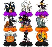 LMSHOWOWO 9 pezzi decorazioni da tavola per Halloween, feste a nido d'ape centrotavola per Halloween, decorazione per feste a nido d'ape