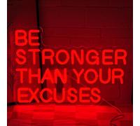 LMSIGNLY Be Stronger Than Your Excuses Insegna al neon per decorazione da parete Palestra Insegna luminosa al neon Lettera rossa Luce al neon dimmerabile LED per palestra Sala fitness Club Gamer Room
