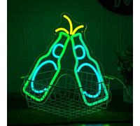 LMSIGNLY Birra Neon segno verde Cheers Cup luce neon per decorazione da parete dimmerabile bar luce neon segno USB Power LED bar segno per casa tavern ristorante uomo grotta festa