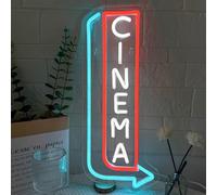 LMSIGNLY Cartello neon per cinema, dimmerabile, freccia LED, per decorazione da parete, lettere, luci al neon per sala film, teatro commerciale, cinema, decorazione della porta